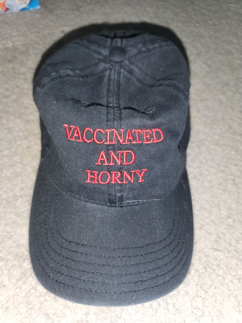 Black Chelsea Handler 'Vaccinated and Horny' Embroidered Baseball Cap